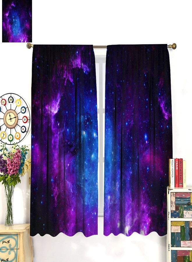 AAVEUP Galaxy Curtains for Boys,Universe Beautiful Blue Purple Meteor Solar System Planet Outer Space Window Drapes for Kids Boys Youth Living Room 42x45in（No Blackout） - Image 5
